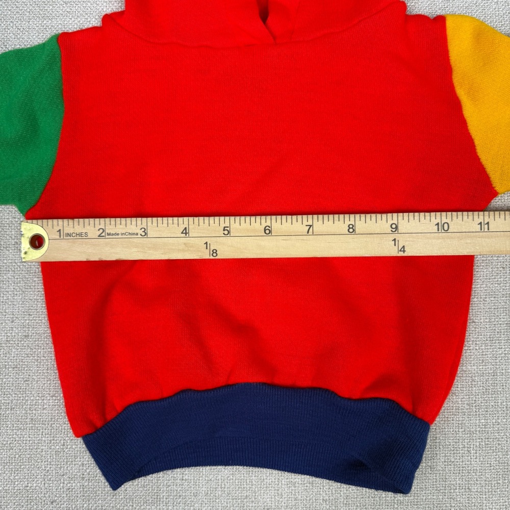 Vintage Colorblock Hoodie Toddler 4T Red Yellow Green Blue Kidcore Retro 1970s - Picture 4 of 5